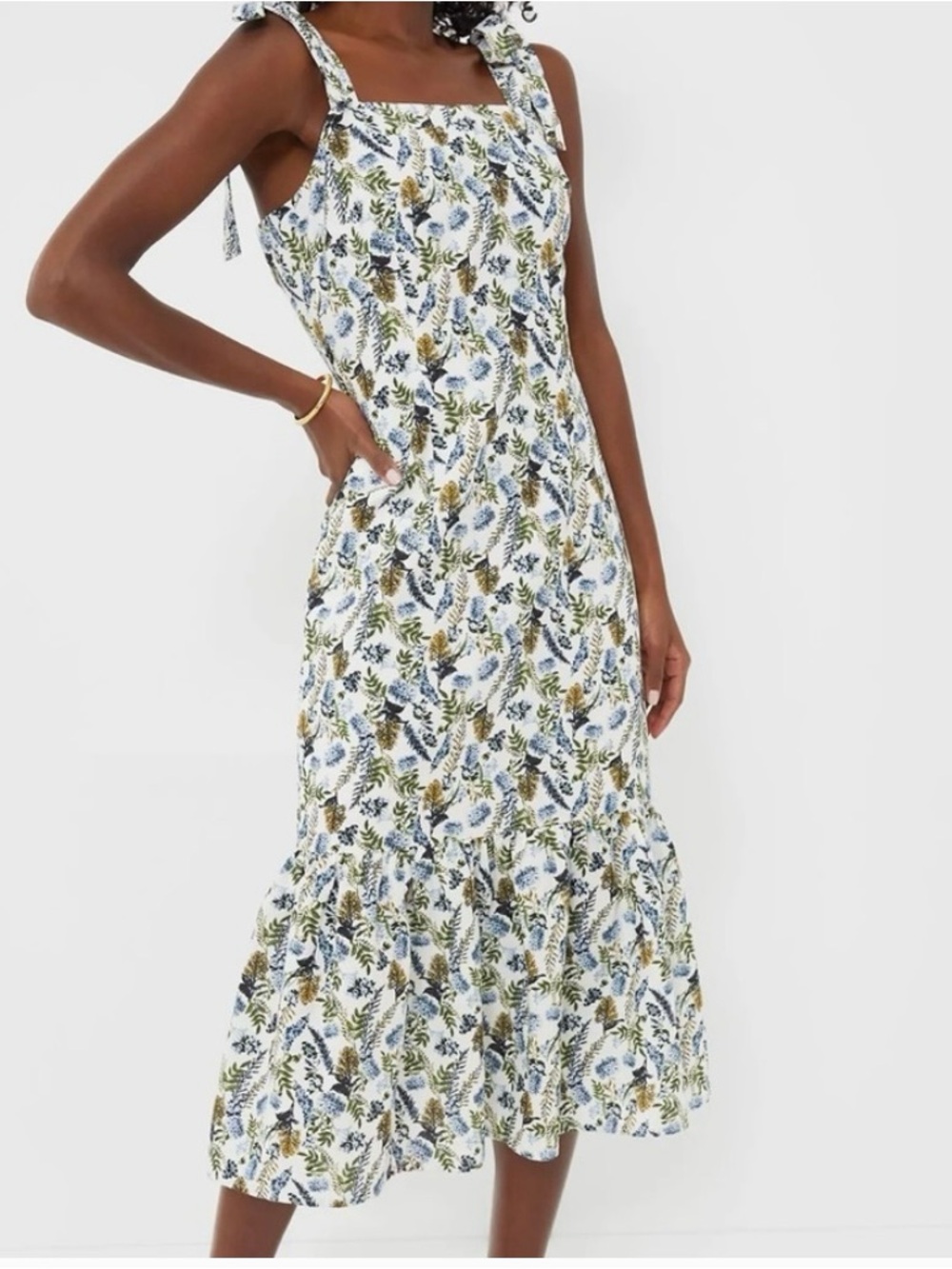 Hyacinth House Fern & Hydrangea Floral Midi Dress